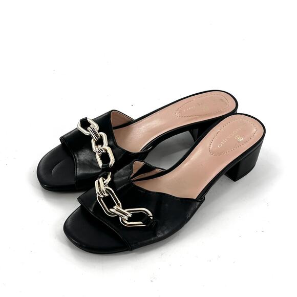 Bandolino Calle3 Chain Link Mules 6.5 Black NWOT Heels Pumps Capsule 90s Slip On - Picture 2 of 7
